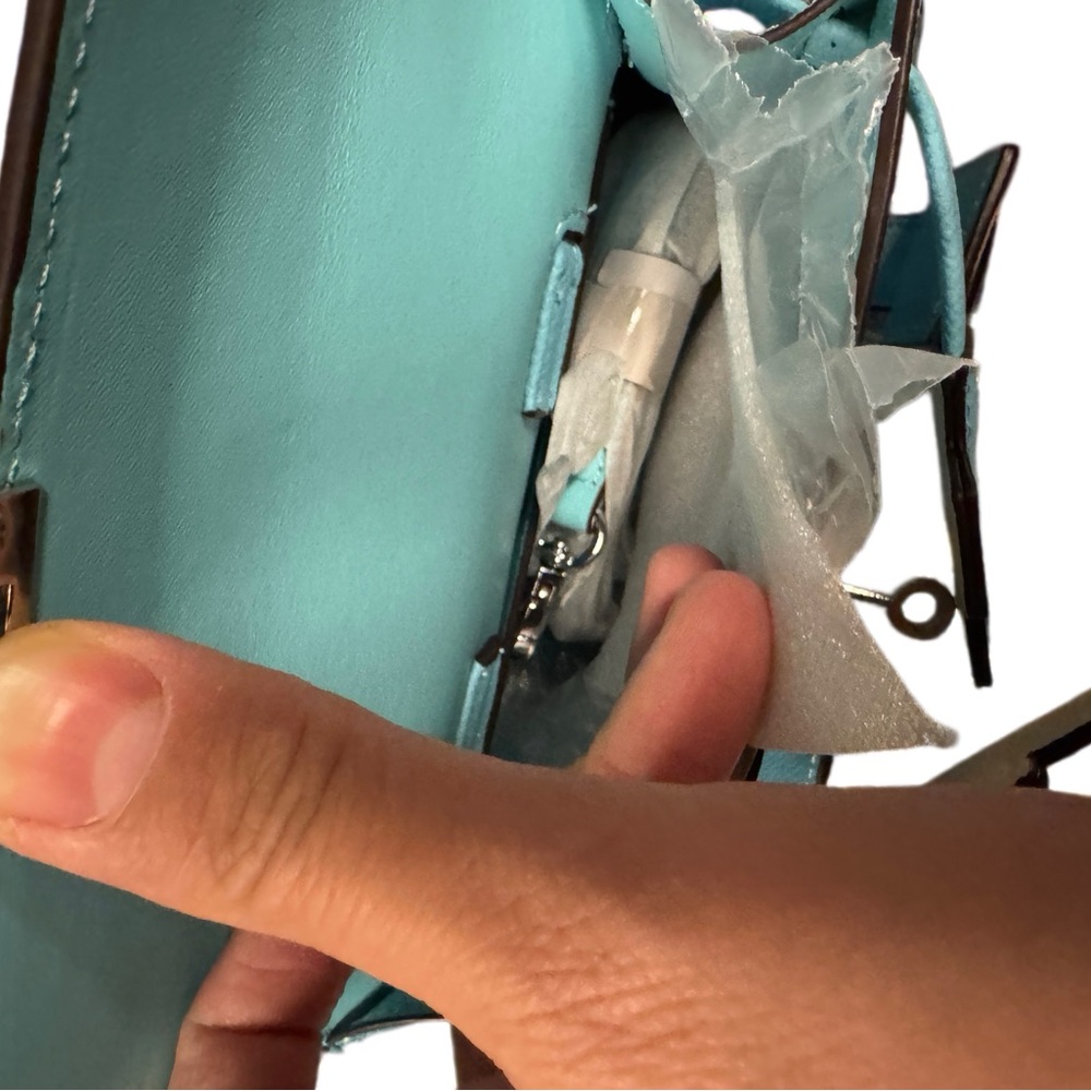 Designer Mosaic Doll Mint Green Leather Handbag - Picture 7 of 11